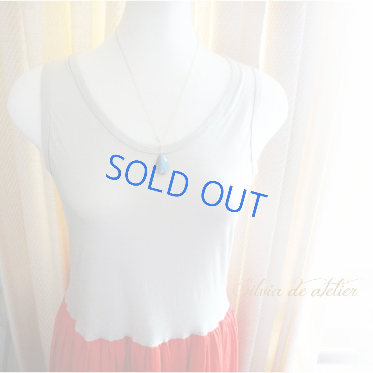 画像7: １点もの　超大粒　ラブラドライト　ペアシェイプ　レア模様（ブルーシラー）　14kgf　50ｃｍチェーンネックレス (7)