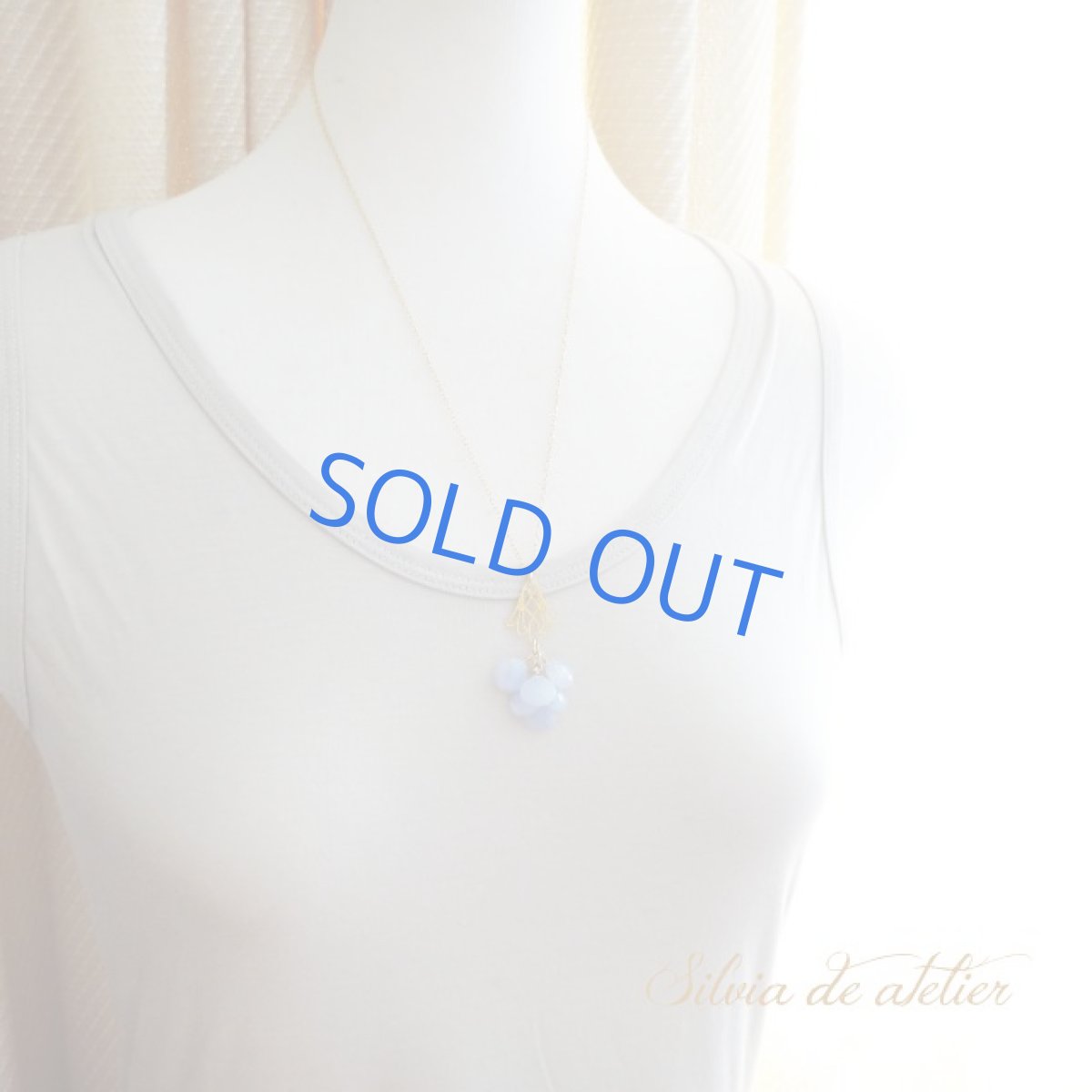 画像4: 1点もの　ブルーレースアゲートフリンジ　14kgf　ゴールドロングチェーンネックレス (4)