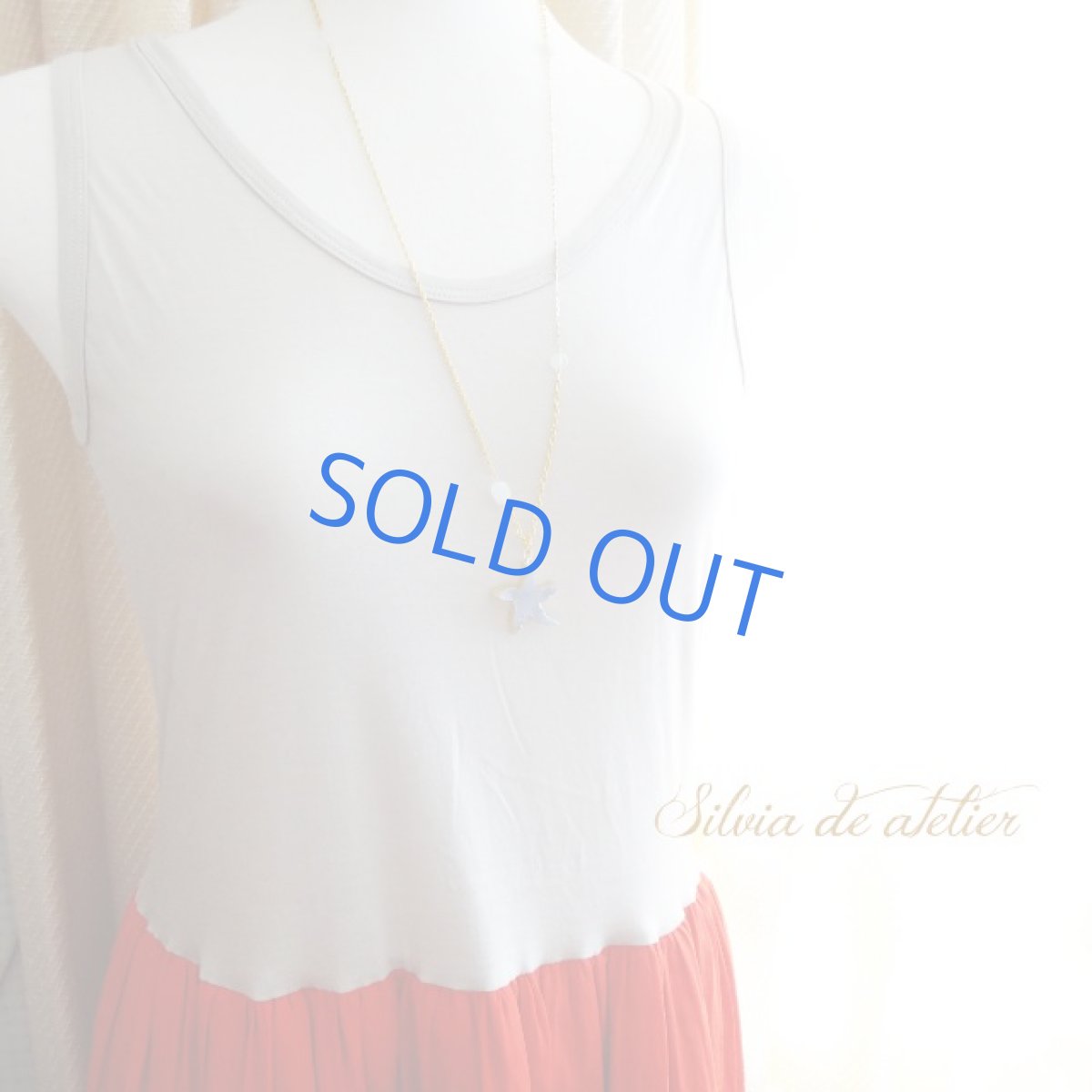 画像5: 1点もの　スターフィッシュ　ドゥルージーアゲート　ゴールドロングチェーンネックレス (5)