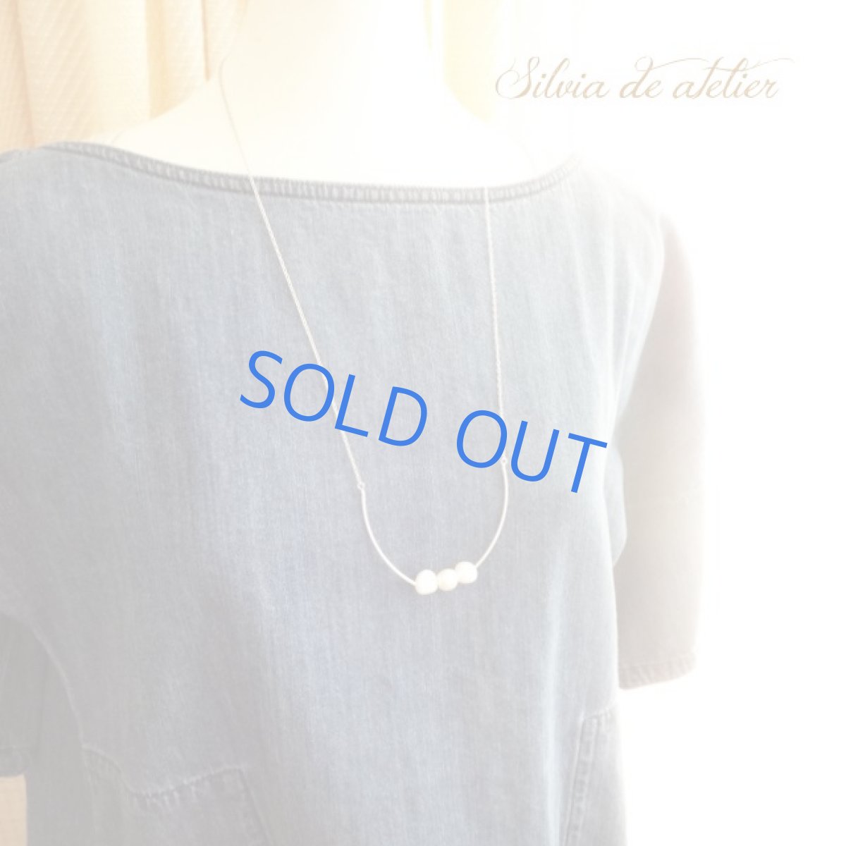 画像5: 1点もの　3粒淡水パール　シルバーパーツ　ロングネックレス (5)