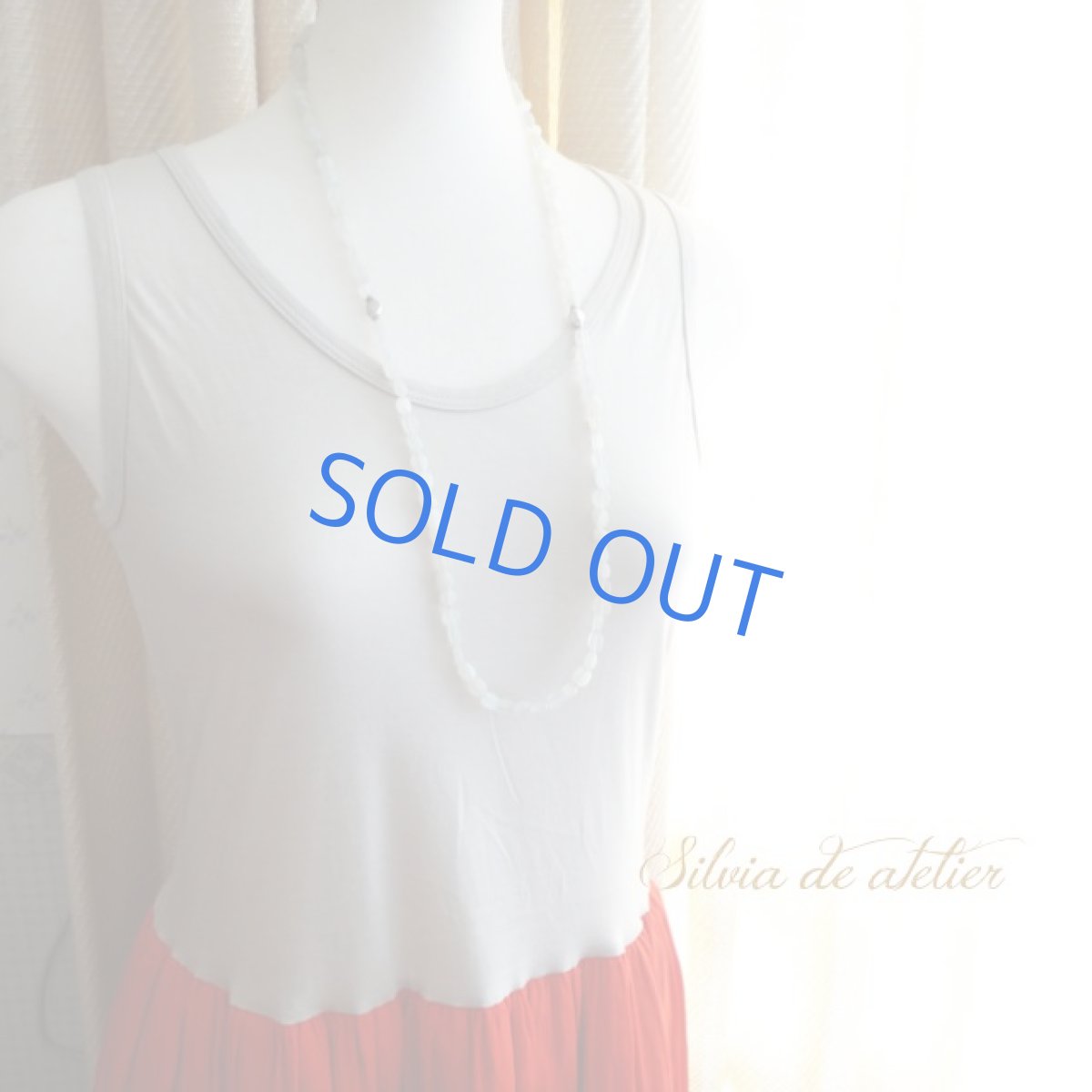 画像7: 残り１　ホワイトムーンストーン　シルバーパーツ　ロングネックレス (7)