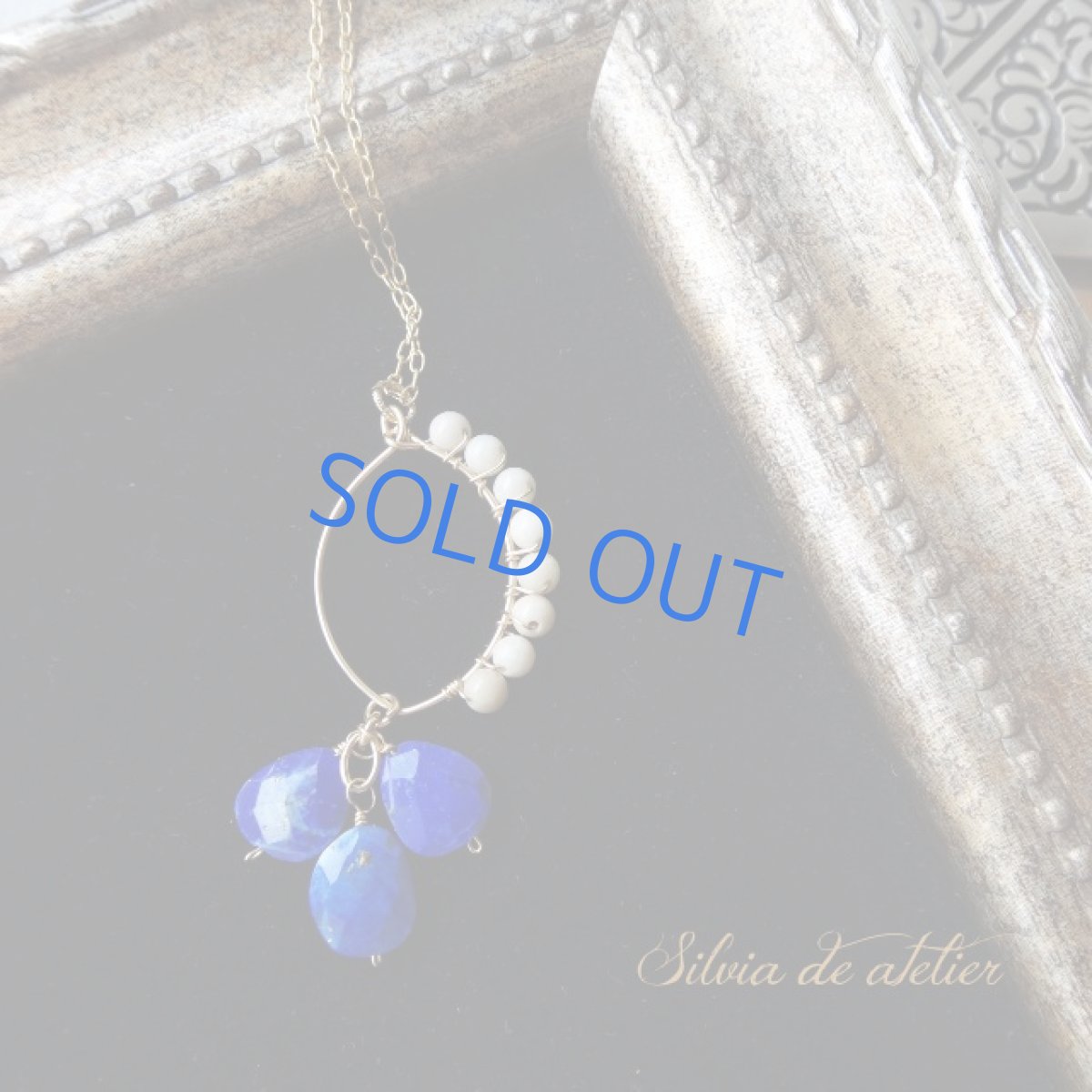 画像5: 1点もの　リバーストーン＆ラピスラズリ　マーキス　ゴールドロングチェーン (5)