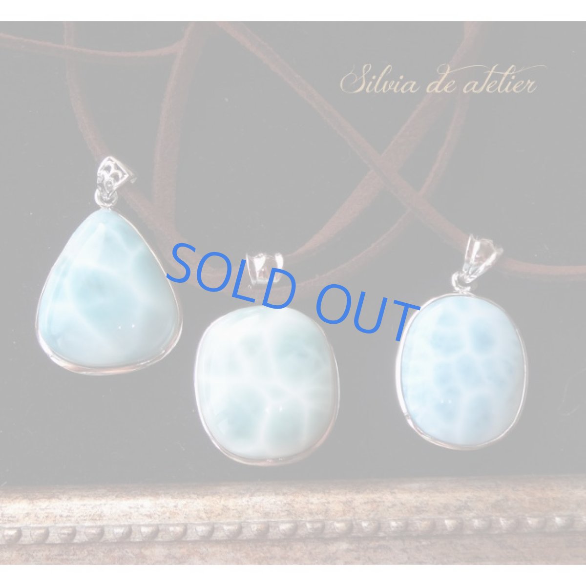 画像4: ＜la mer＞ドミニカ共和国産　オーバル型　ラリマー　スエード　ブラウンコードネックレス (4)