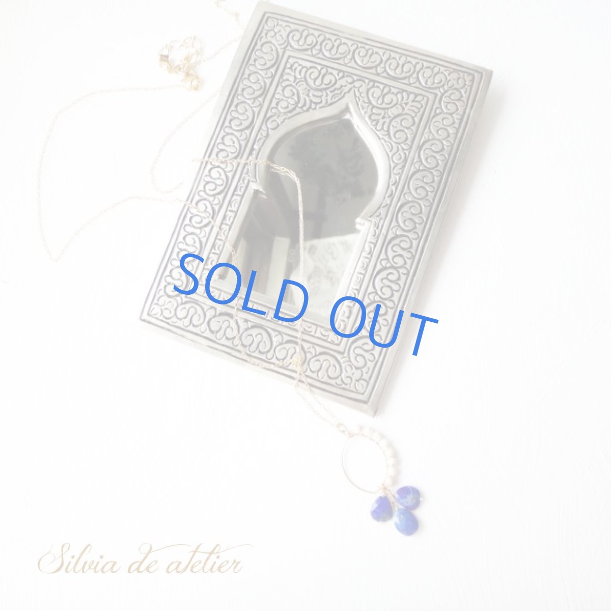 画像3: 1点もの　リバーストーン＆ラピスラズリ　マーキス　ゴールドロングチェーン (3)