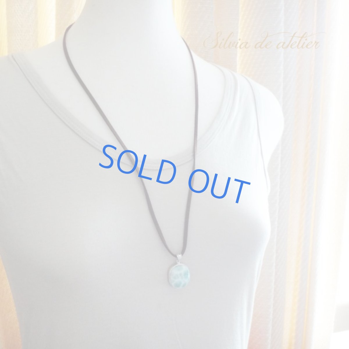 画像8: ＜bleu indigo＞ドミニカ共和国産　オーバル型　ラリマー　スエード　ブラウンコードネックレス (8)