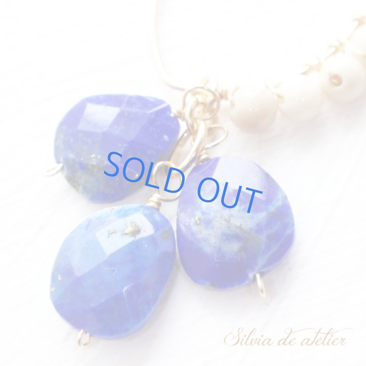 画像2: 1点もの　リバーストーン＆ラピスラズリ　マーキス　ゴールドロングチェーン (2)