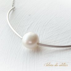 画像2: 1点もの　淡水パール　シルバーパーツ　ロングネックレス (2)