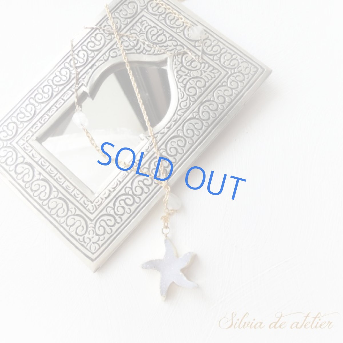 画像2: 1点もの　スターフィッシュ　ドゥルージーアゲート　ゴールドロングチェーンネックレス (2)