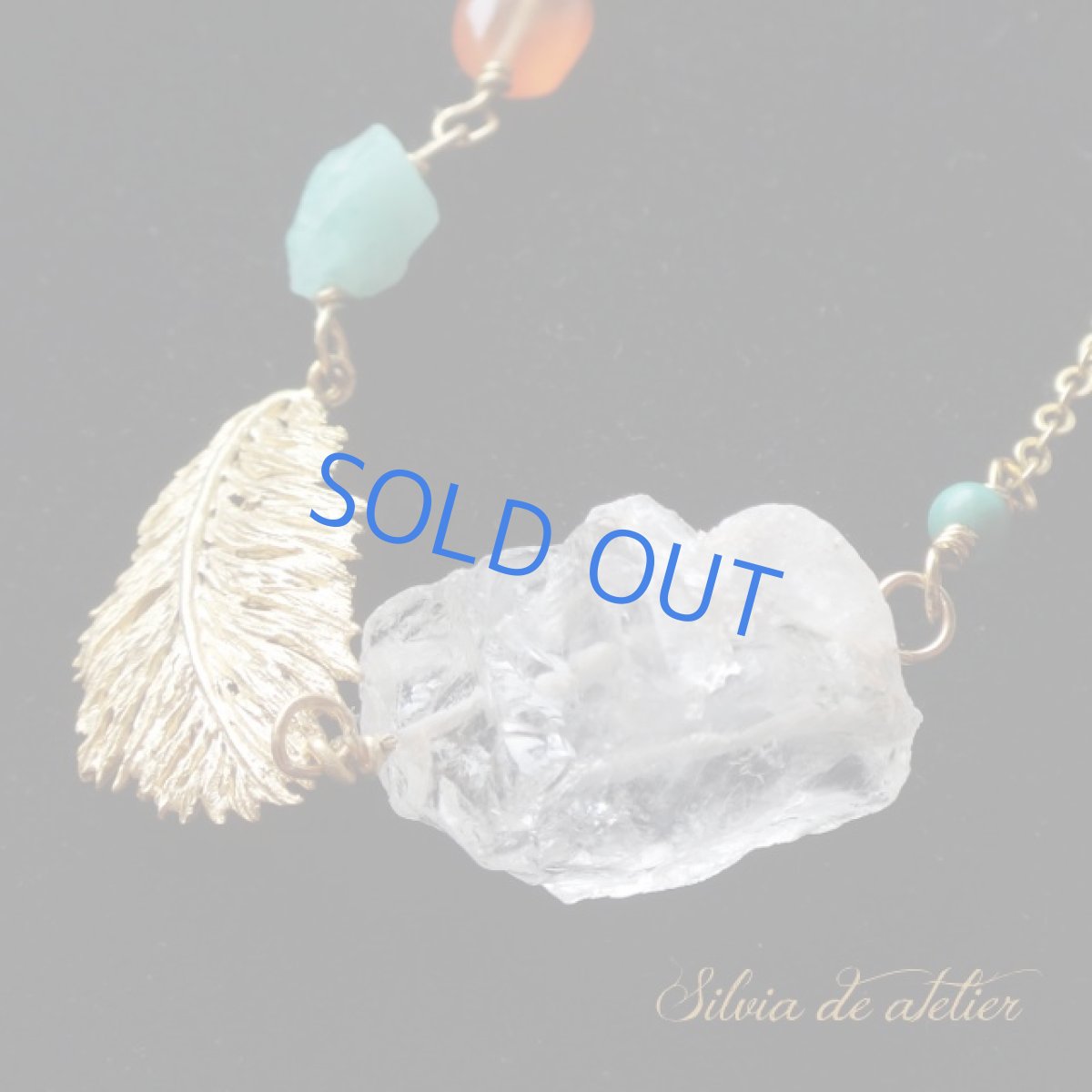 画像2: 1点もの　クリスタルラフロック　デザイン　ゴールドロングチェーンネックレス (2)