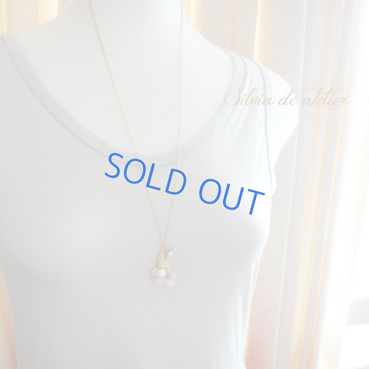 画像5: 1点もの　ピンクオパールタンブル　ゴールドロングチェーンネックレス (5)