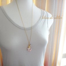 画像5: 1点もの　ピンクオパールタンブル　ゴールドロングチェーンネックレス (5)