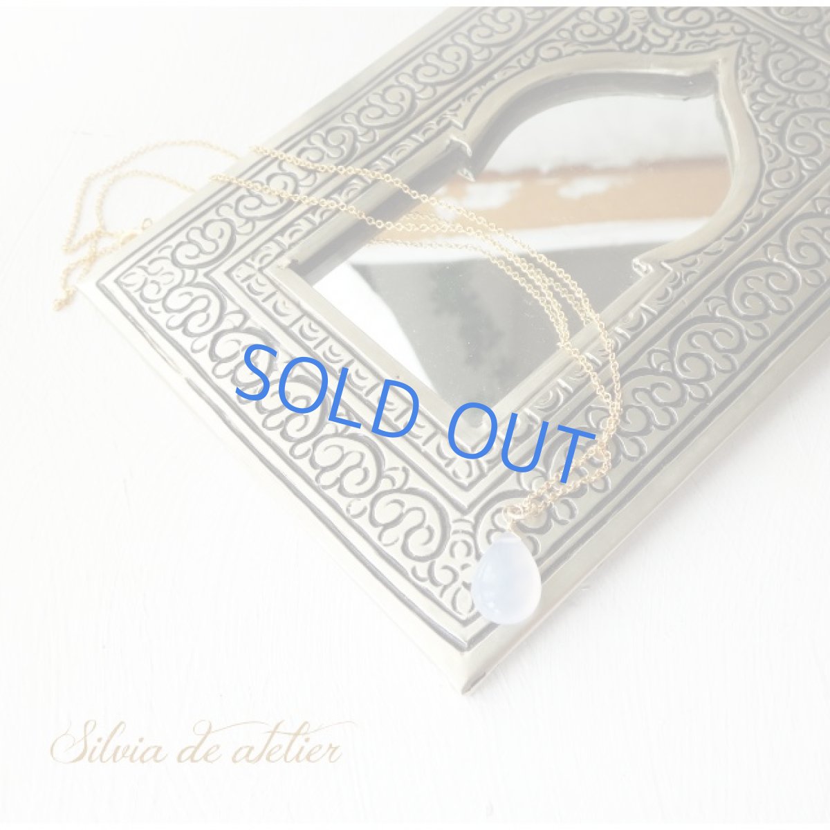 画像5: 残り1　天然ブルーカルセドニー　スムースペアシェイプ　14kgfネックレス (5)