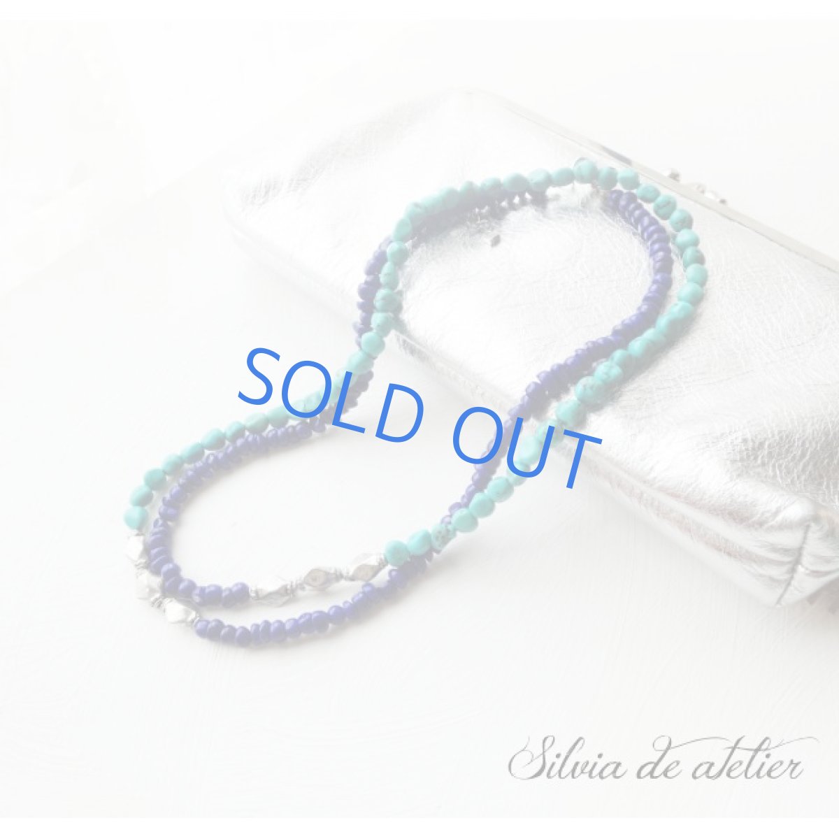 画像5: 天然ブルーターコイズ　タンブル　ブルー×　ラピスラズリ　ロンデル　ブルー　バイカラー　ロングネックレス (5)