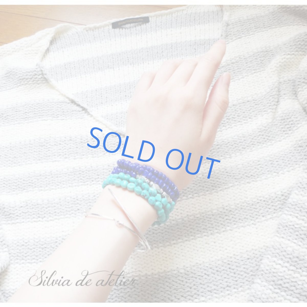 画像4: 天然ブルーターコイズ　タンブル　ブルー×　ラピスラズリ　ロンデル　ブルー　バイカラー　ロングネックレス (4)