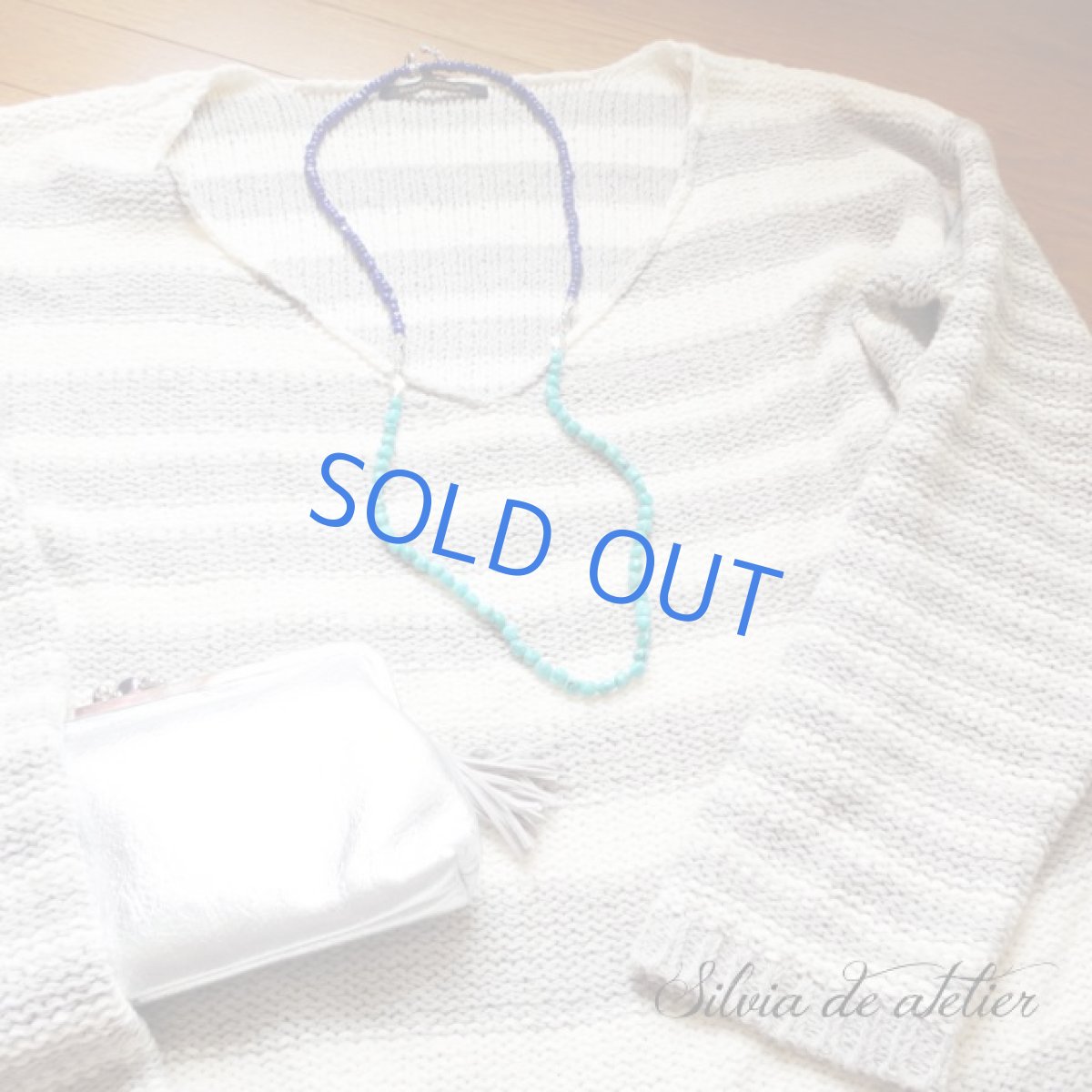 画像3: 天然ブルーターコイズ　タンブル　ブルー×　ラピスラズリ　ロンデル　ブルー　バイカラー　ロングネックレス (3)