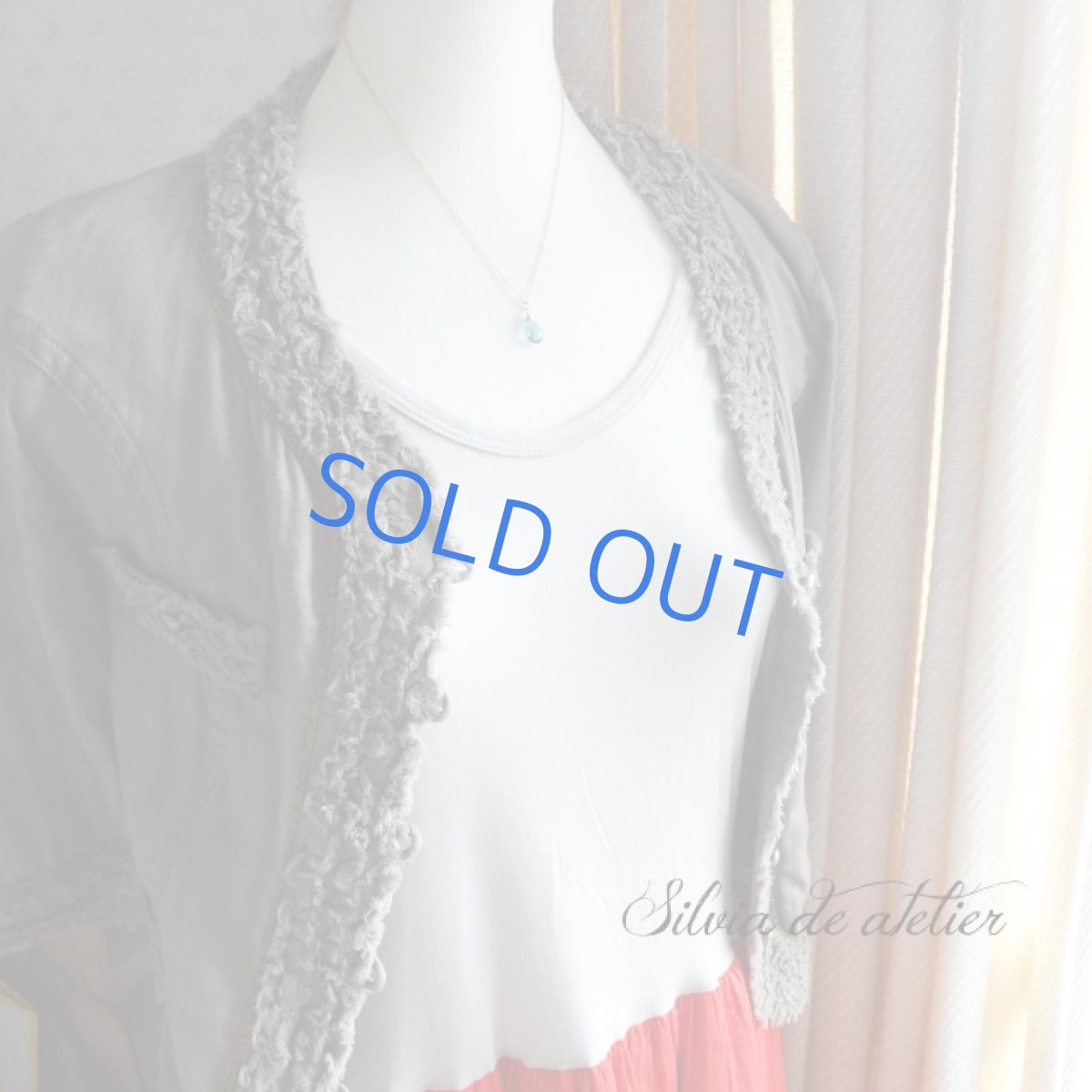 画像6: 残り1 宝石質 アクアグリーン フローライト ペアシェイプ ワイヤー巻 14kgfネックレス (6)