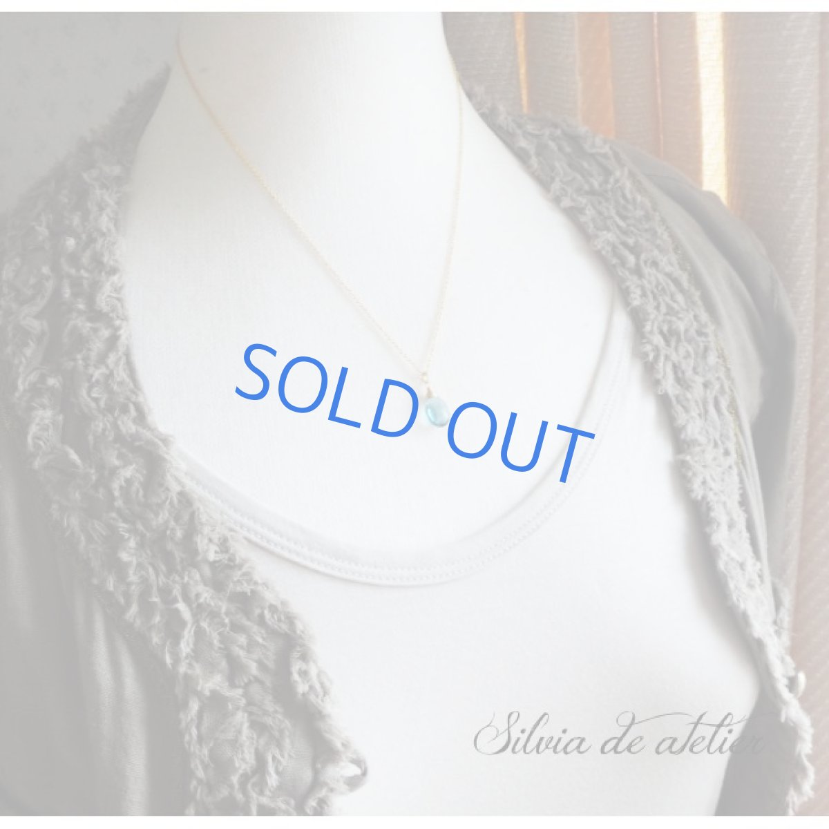 画像5: 残り1 宝石質 アクアグリーン フローライト ペアシェイプ ワイヤー巻 14kgfネックレス (5)