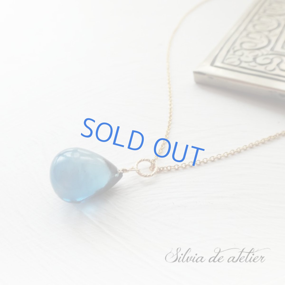 画像5: <訳あり＞　超大粒　スムースドロップ　AAAA　ロンドンブルートパーズ　14kgfネックレス (5)