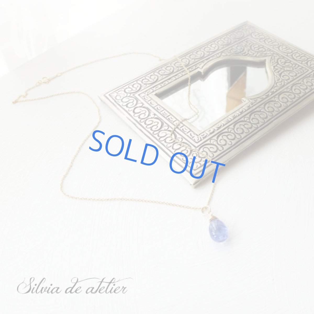 画像5: １点もの　大粒B　宝石質タンザナイト　スムースペアシェイプ　14kgfネックレス (5)