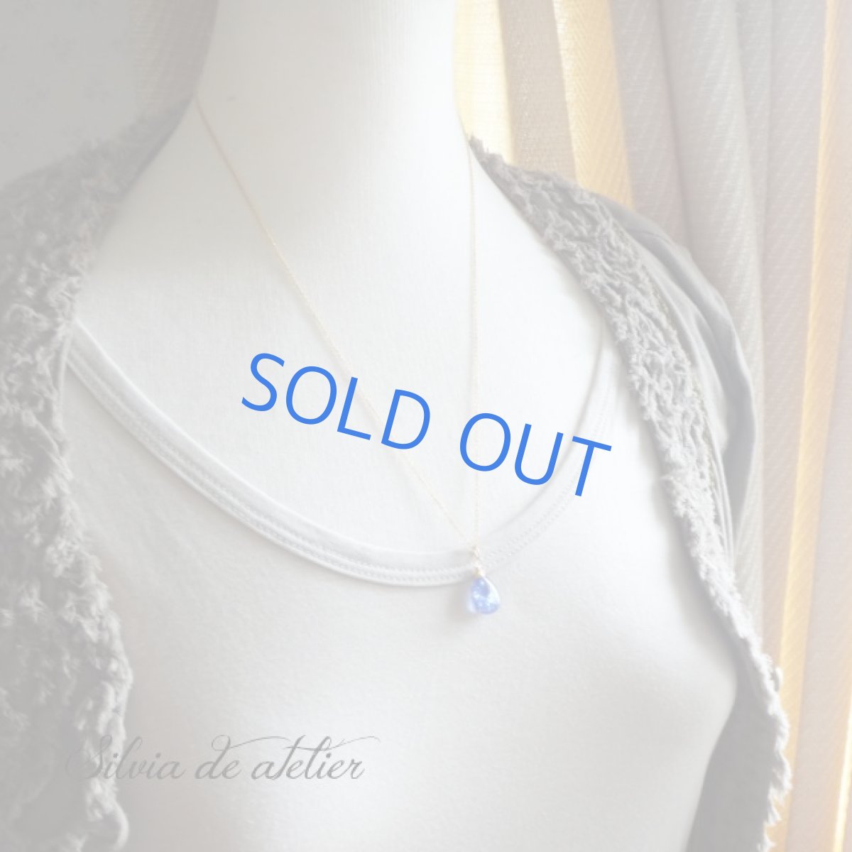 画像6: １点もの　超大粒　宝石質タンザナイト　スムースペアシェイプ　14kgfネックレス (6)