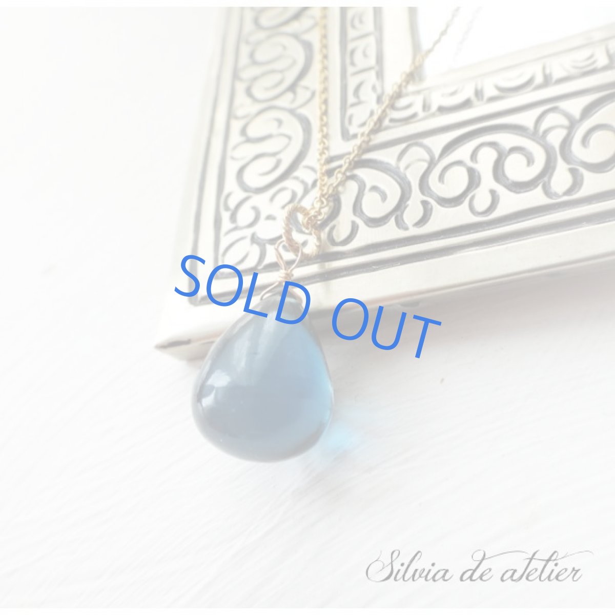 画像2: <訳あり＞　超大粒　スムースドロップ　AAAA　ロンドンブルートパーズ　14kgfネックレス (2)