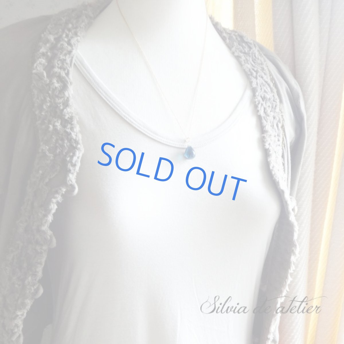 画像7: <訳あり＞　超大粒　スムースドロップ　AAAA　ロンドンブルートパーズ　14kgfネックレス (7)