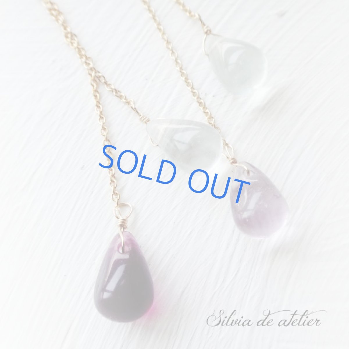 画像2: １点もの　アシンメトリー　フローライト　ダブルドロップ　14kgfグリッターフックピアス (2)