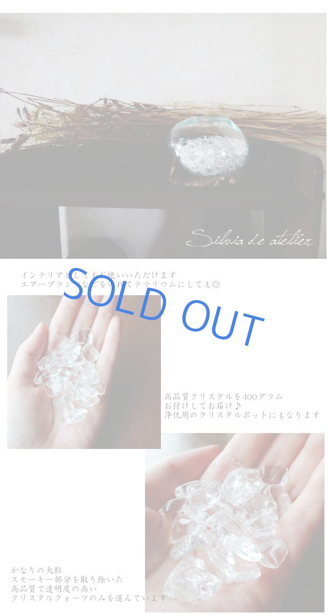 画像7: ＜浄化用・D＞LL粒高品質クリスタルチップ付き　流木ガラスセット　テラリウムポット (7)