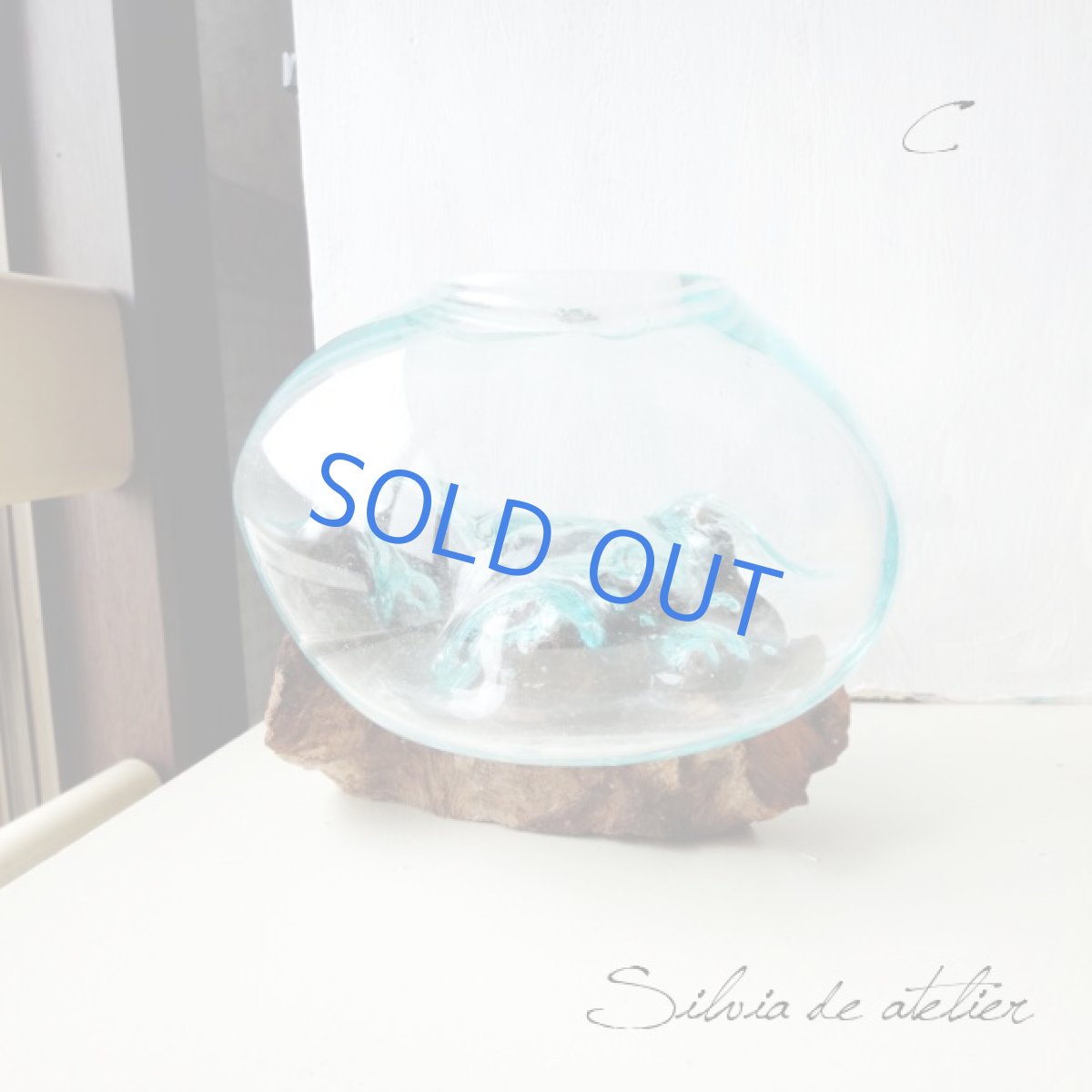 画像2: ＜浄化用・C＞LL粒高品質クリスタルチップ付き　流木ガラスセット　テラリウムポット (2)