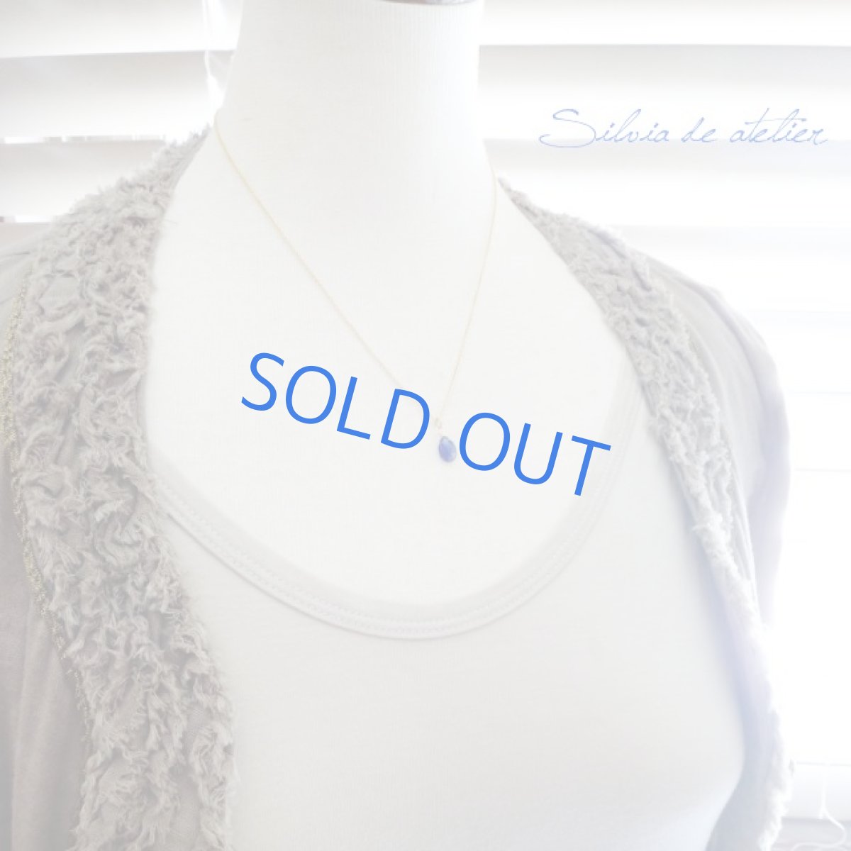 画像8: 残り1 最高級 ロイヤルブルー カシミール産カイヤナイト ペアシェイプ 14kgfネックレス (8)