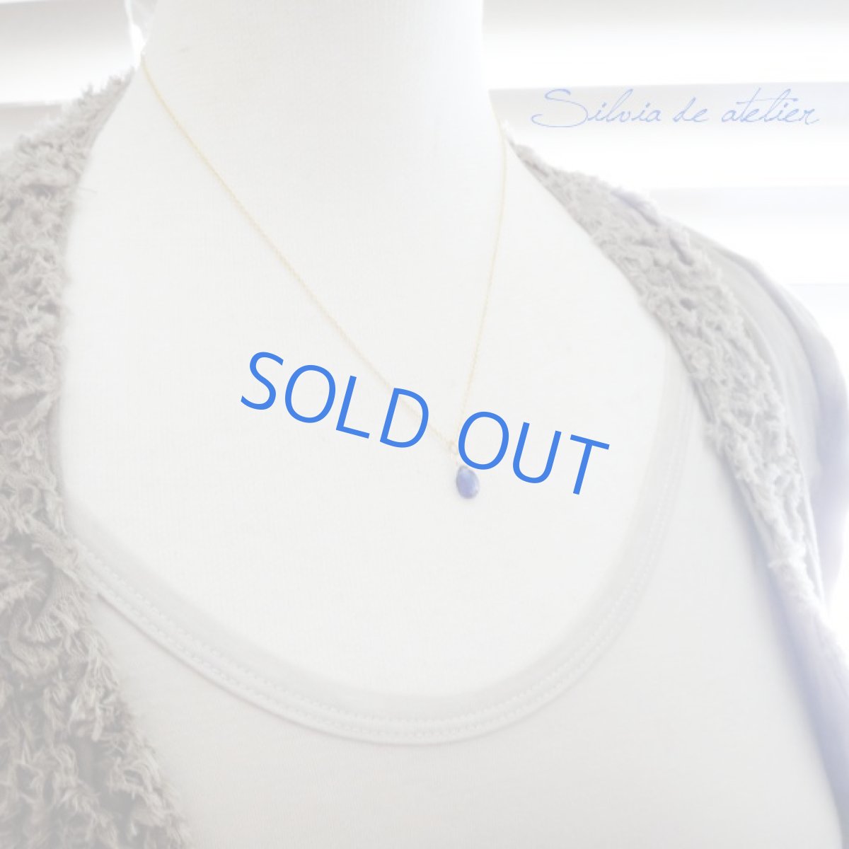 画像9: 残り1 最高級 ロイヤルブルー カシミール産カイヤナイト ペアシェイプ 14kgfネックレス (9)