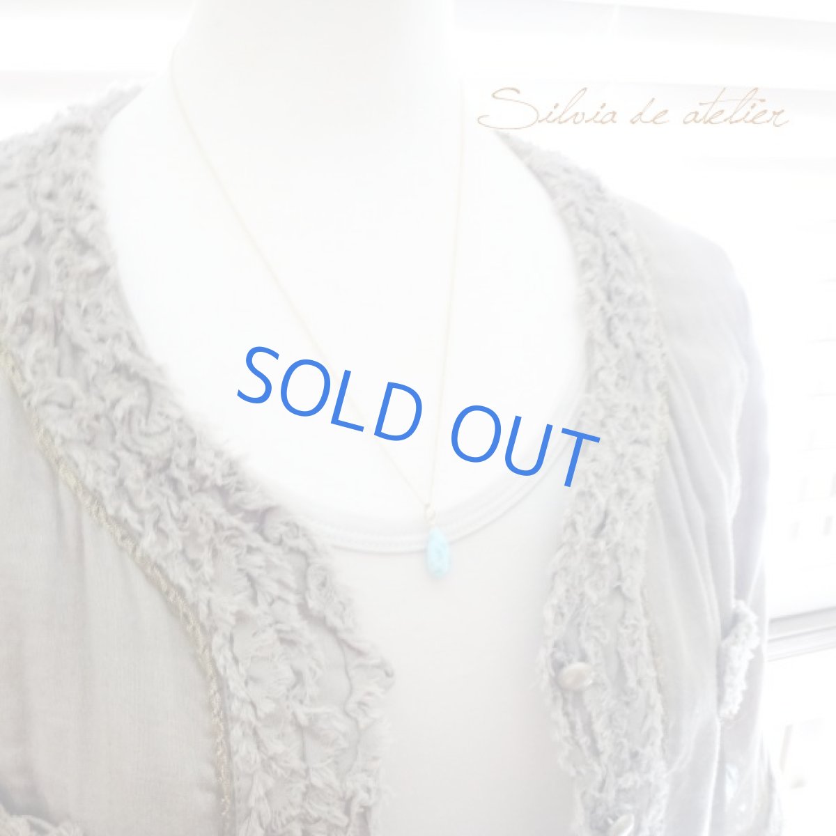 画像7: 半額SALE【残り1】 ドミニカ共和国産 カリビアンラリマー 大粒 スムースペアシェイプ 約50センチサージカルステンレスネックレス (7)