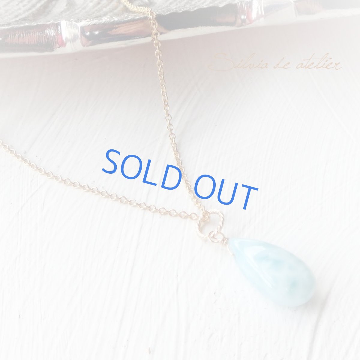 画像5: 半額SALE【残り1】 ドミニカ共和国産 カリビアンラリマー 大粒 スムースペアシェイプ 約50センチサージカルステンレスネックレス (5)