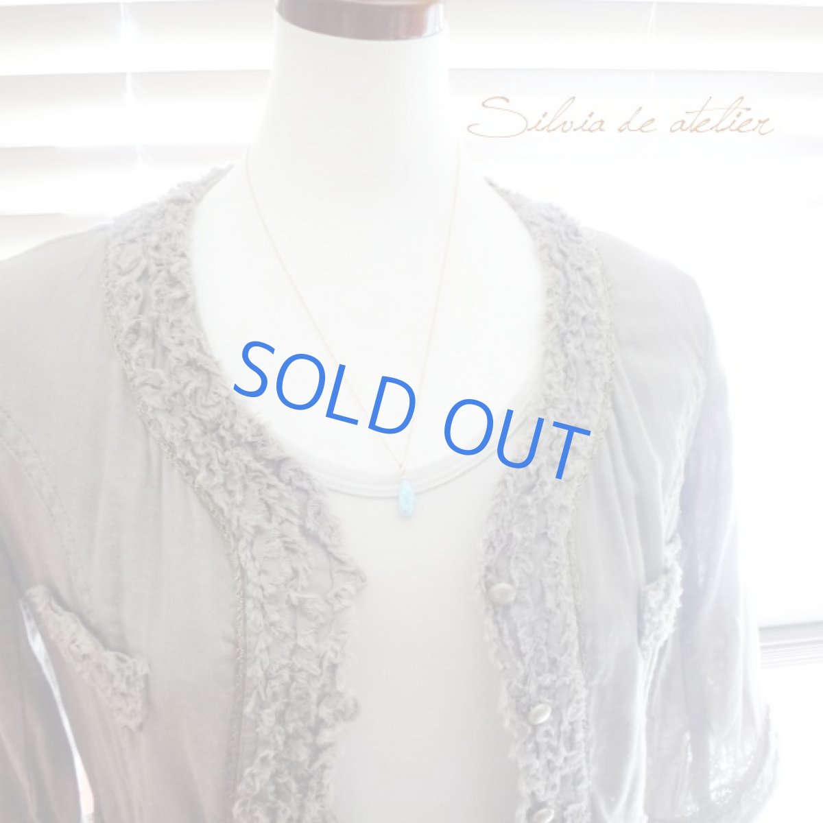 画像8: 半額SALE【残り1】 ドミニカ共和国産 カリビアンラリマー 大粒 スムースペアシェイプ 約50センチサージカルステンレスネックレス (8)