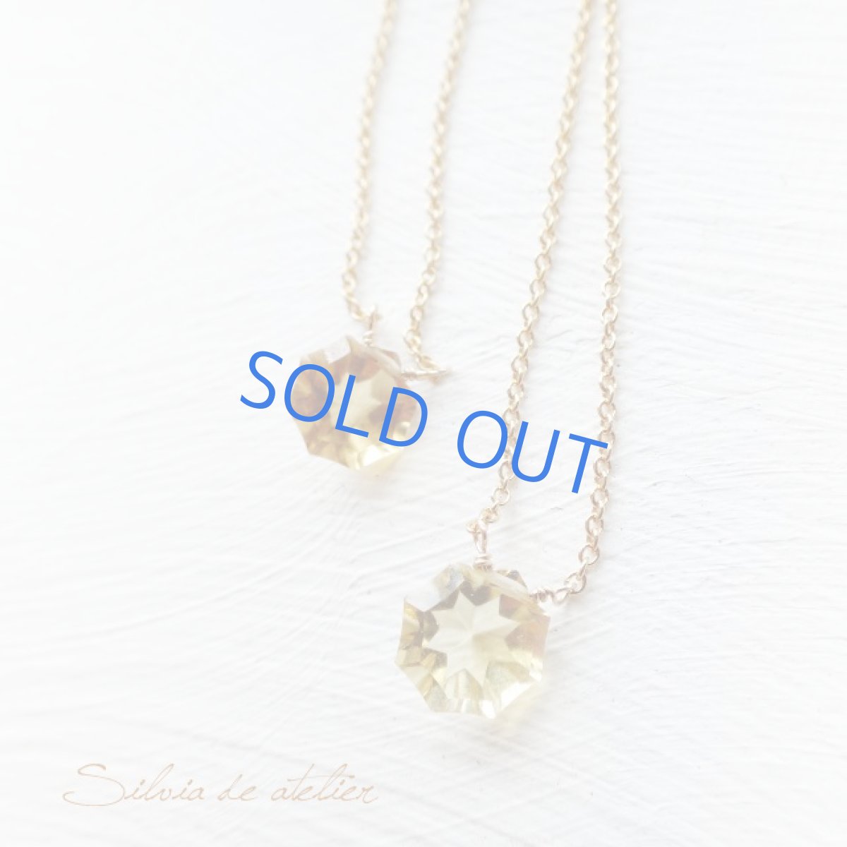 画像2: ＜9thAniv・1点もの＞ダイヤモンドカット　レモンクォーツ＆ビアクォーツ　一粒ネックレス (2)