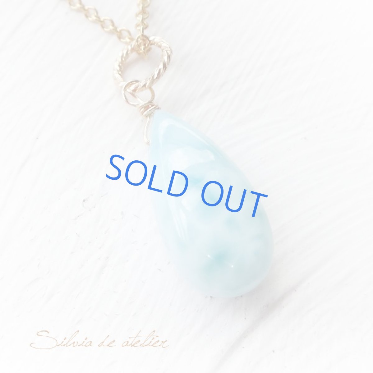 画像4: 半額SALE【残り1】 ドミニカ共和国産 カリビアンラリマー 大粒 スムースペアシェイプ 約50センチサージカルステンレスネックレス (4)