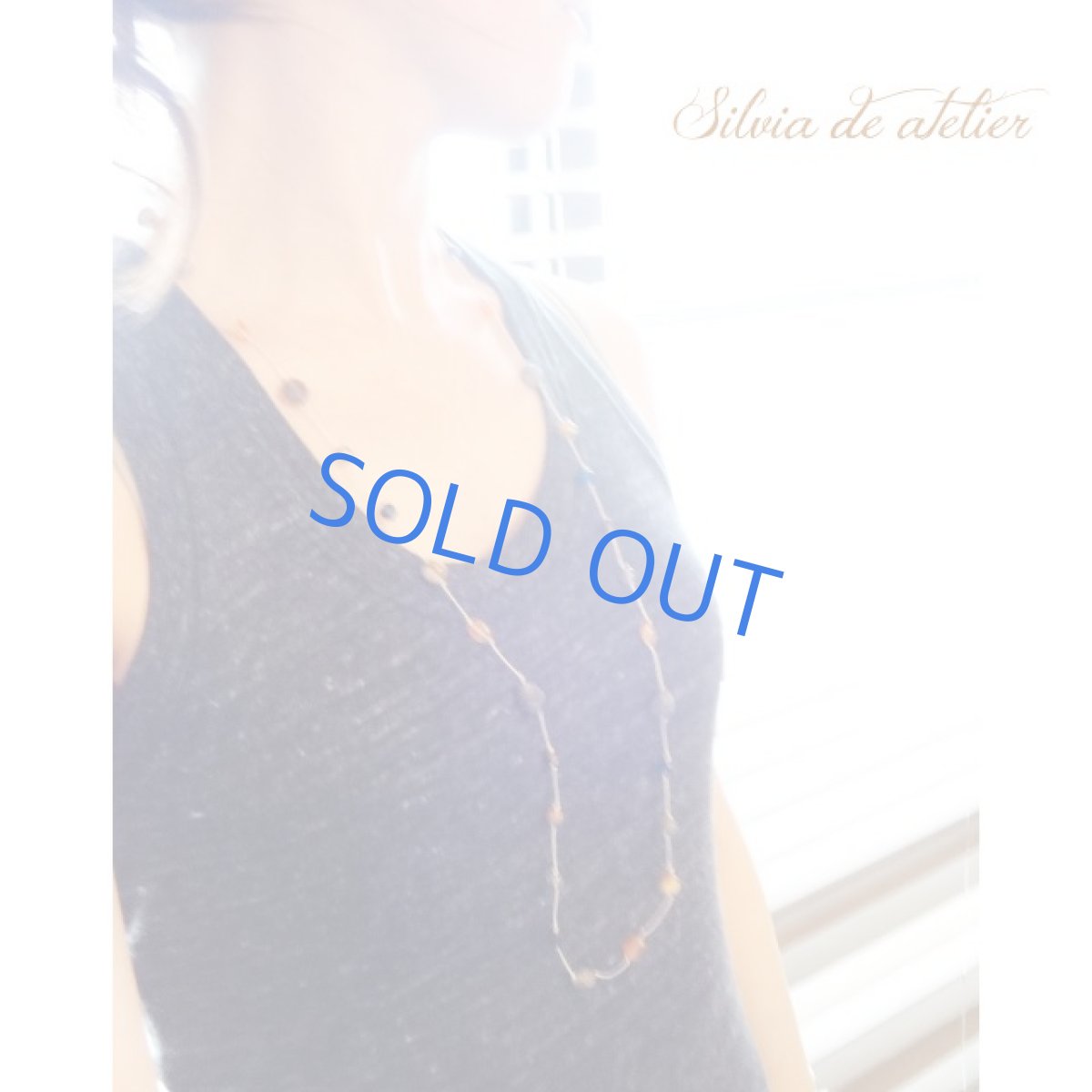 画像4: １点もの　カーネリアン　グレーオニキス　シルバービーズコード　エアリー　ロングネックレス (4)