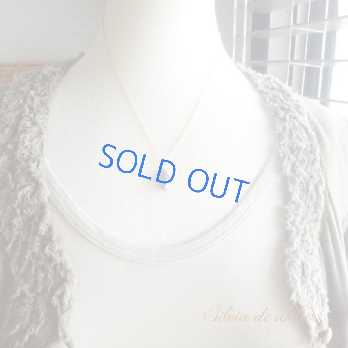 画像7: 残り4 フラットダイヤ型 ピーコックネイビー 淡水パール 14kgfネックレス (7)