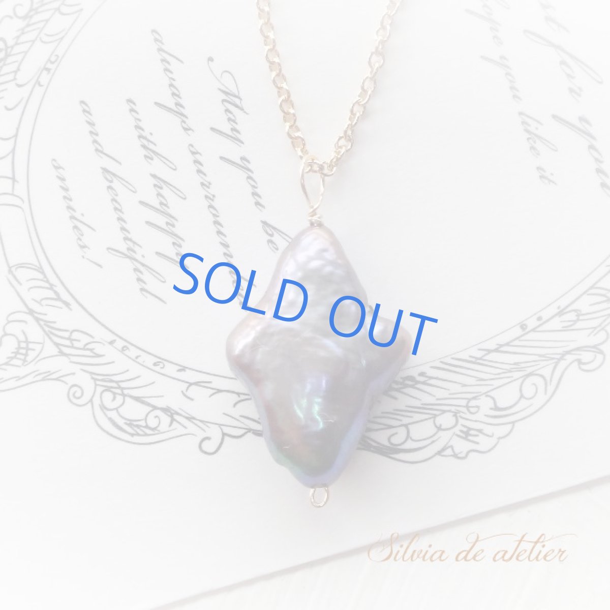 画像3: 残り4 フラットダイヤ型 ピーコックネイビー 淡水パール 14kgfネックレス (3)