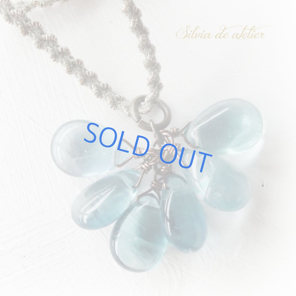 画像6: ブルーグリーンフローライト　タッセル　コードロングネックレス (6)