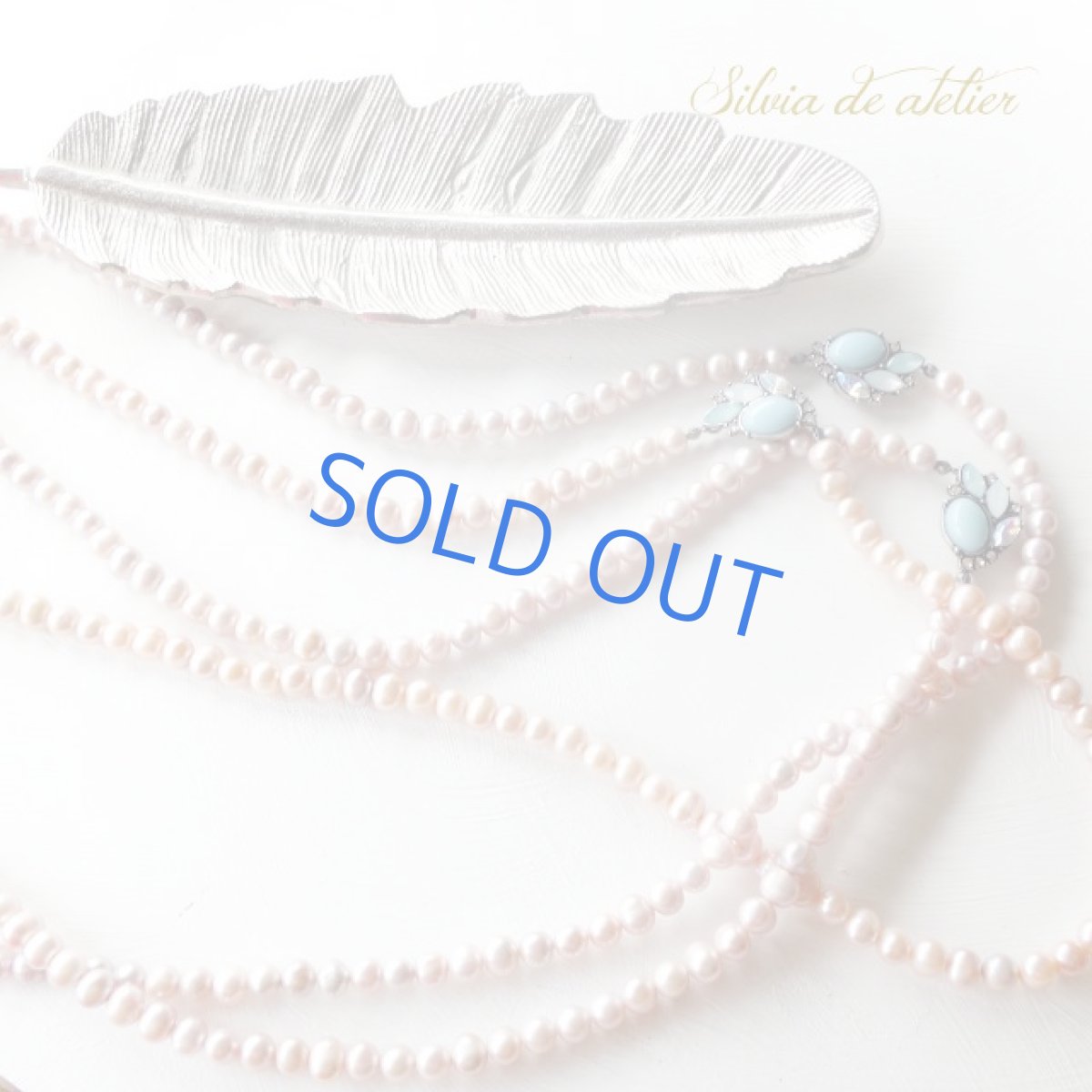 画像4: ライトピンク　淡水パール　ロングネックレス　ターコイズグラスチャーム付き (4)