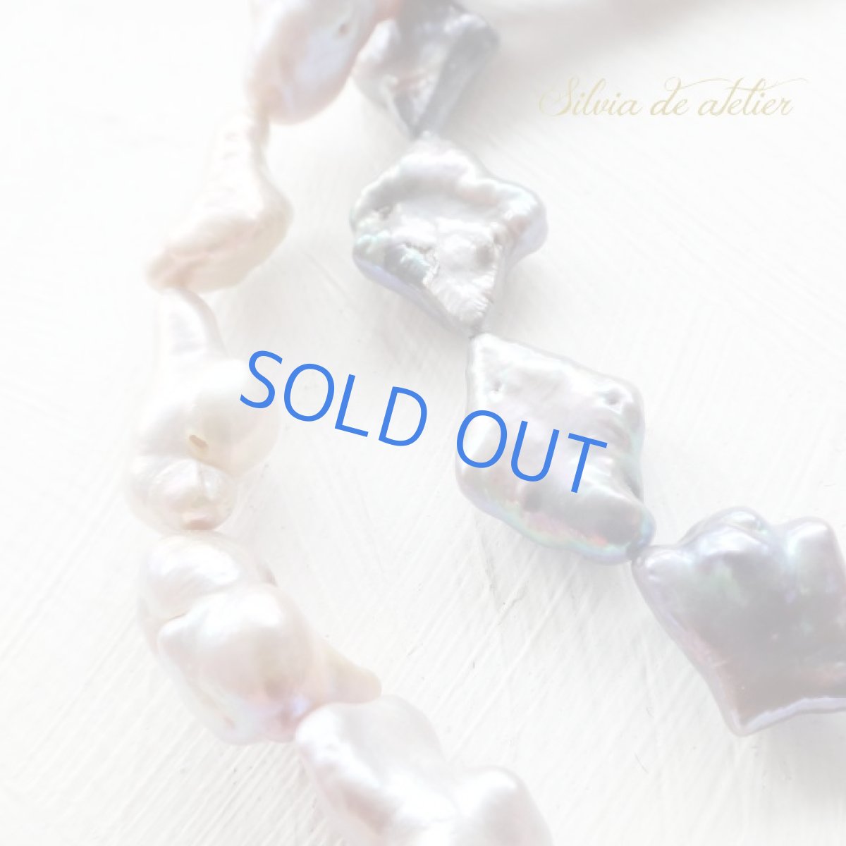 画像2:  淡水パール　ラベンダーバロック　アシンメトリーバイカラーショートネックレス (2)