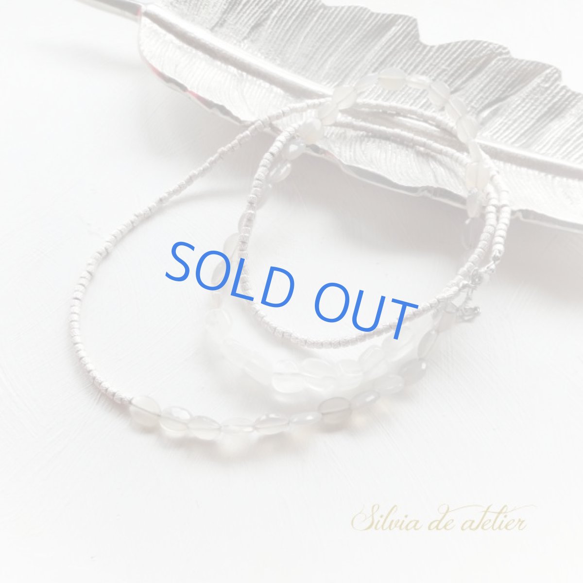 画像3:  グレーオニキス＆ムーンストーン　シルバービーズロングネックレス　 (3)