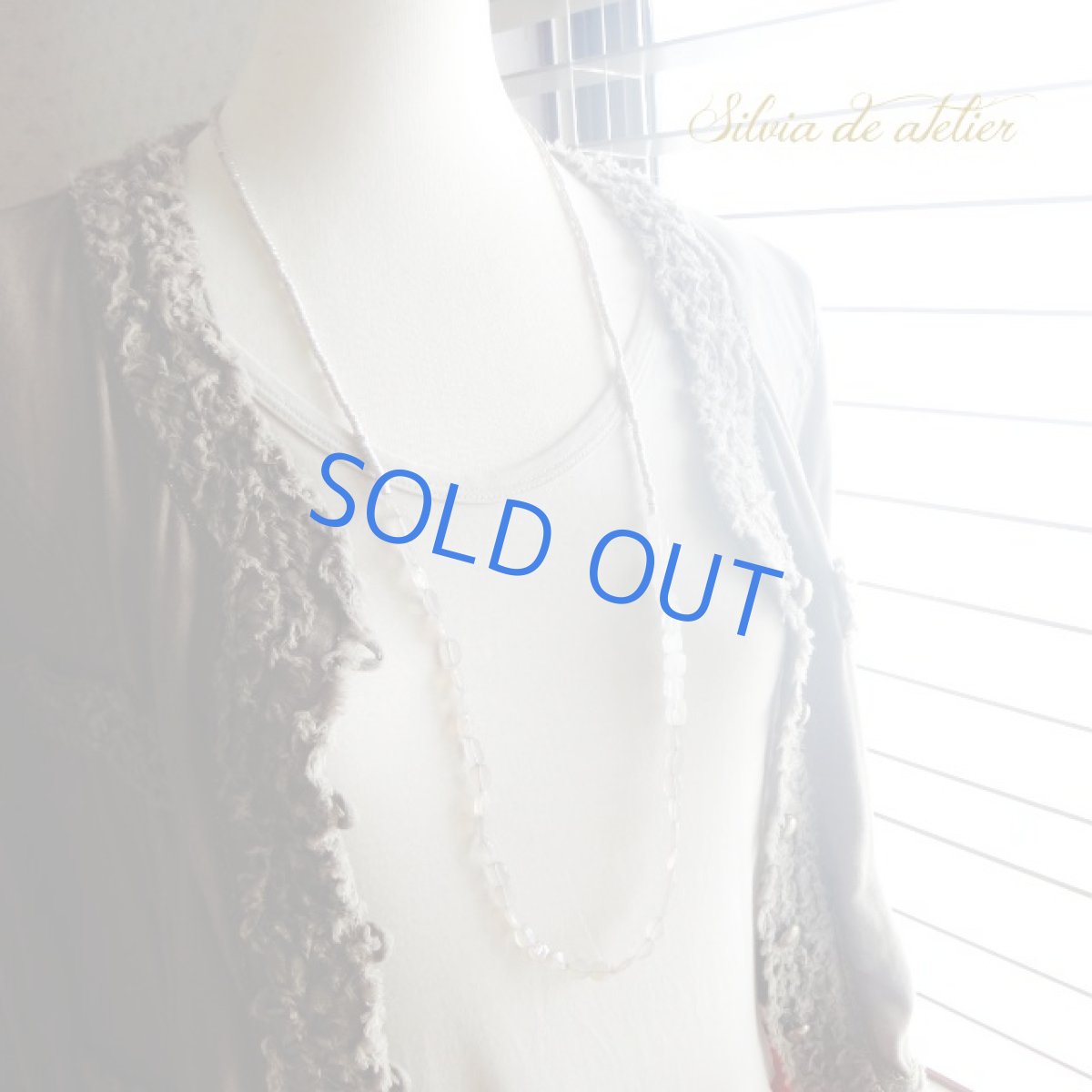 画像4:  グレーオニキス＆ムーンストーン　シルバービーズロングネックレス　 (4)