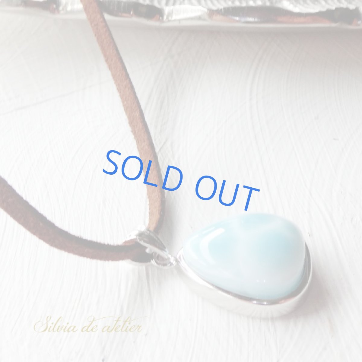 画像5: ＜Petite vague＞ドミニカ共和国産　ドロップ型　ラリマー　スエード　ブラウンコードネックレス (5)