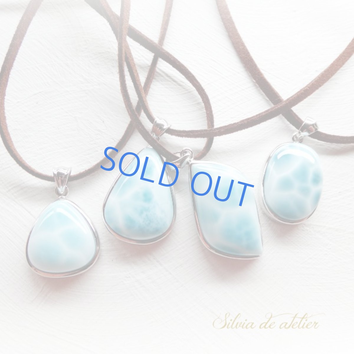 画像9: ＜Petite vague＞ドミニカ共和国産　ドロップ型　ラリマー　スエード　ブラウンコードネックレス (9)