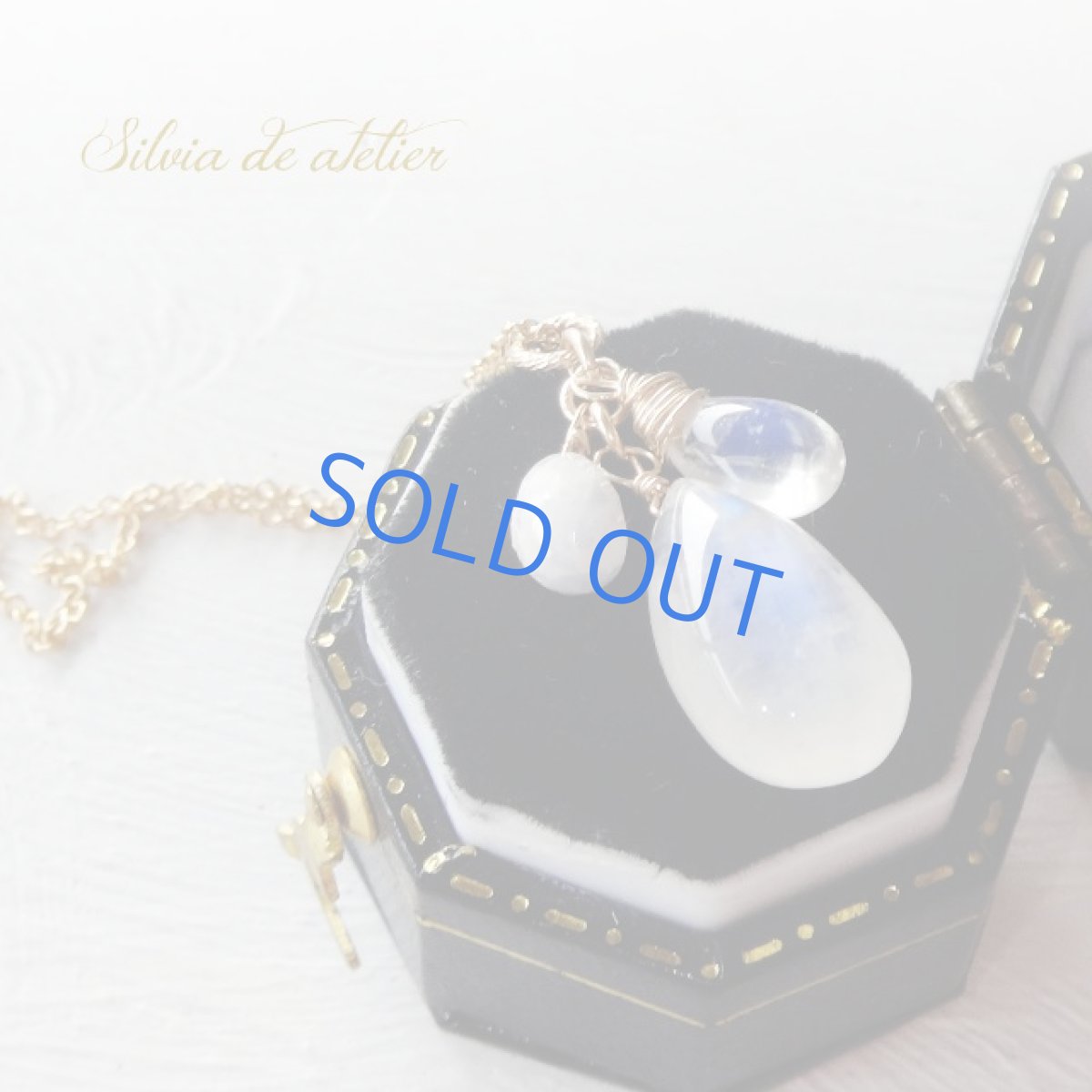 画像3:  大粒レインボームーンストーン＆ホワイトサファイア　14kgfネックレス (3)