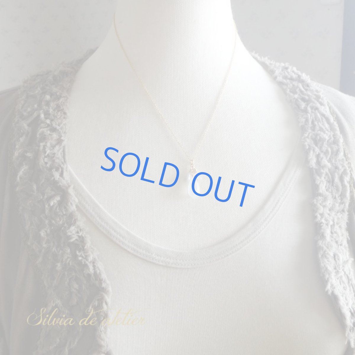 画像6:  大粒レインボームーンストーン＆ホワイトサファイア　14kgfネックレス (6)