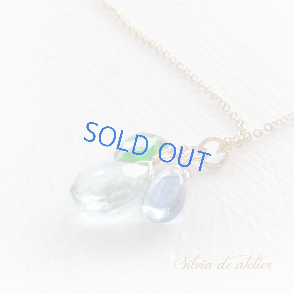 画像5:  アクアマリン＆カイヤナイト＆クロムダイオプサイト　14kgfネックレス (5)