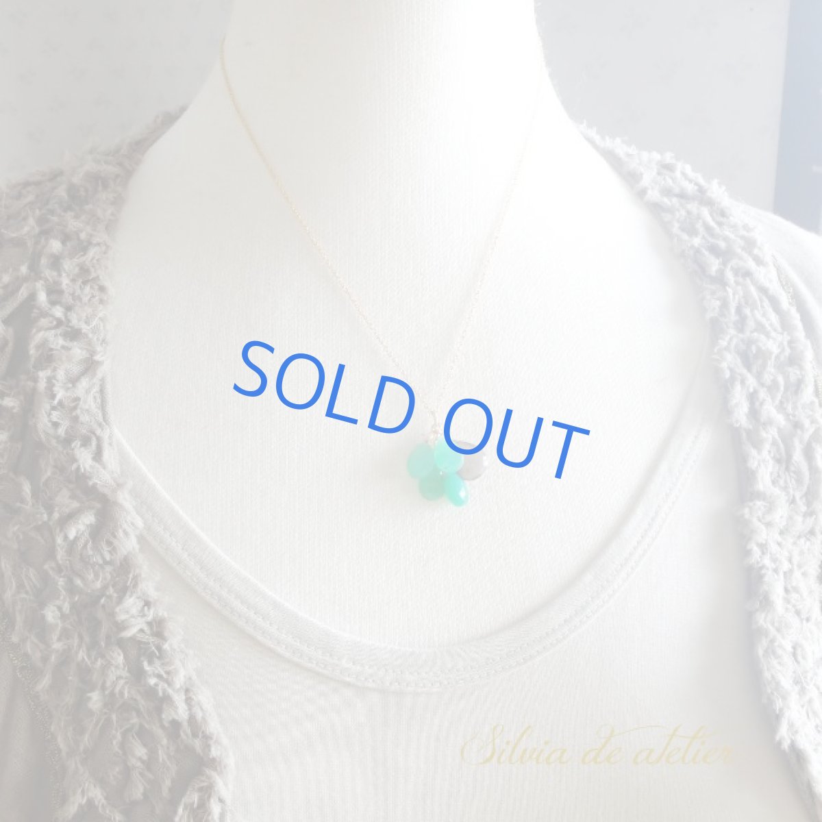 画像7:  クリソプレイズ＆グレームーンストーン　フリンジ　14kgfネックレス (7)